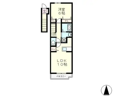 アヴニール(1LDK/2階)の間取り写真