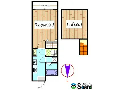 アイクス(1K/2階)の間取り写真