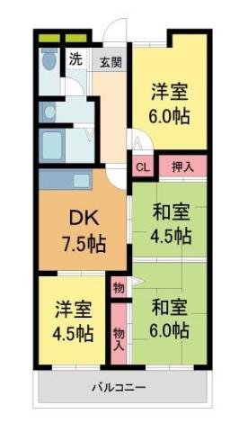 グリーンコート宝塚(4DK/3階)の間取り写真