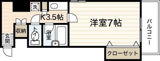 アペックス免出(1K/4階)の間取り写真