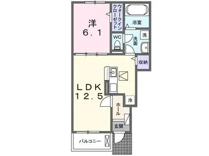 パークヒルズ利根六番館(1LDK/1階)の間取り写真