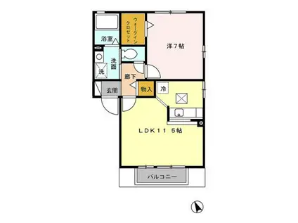 フローラルコートC(1LDK/1階)の間取り写真