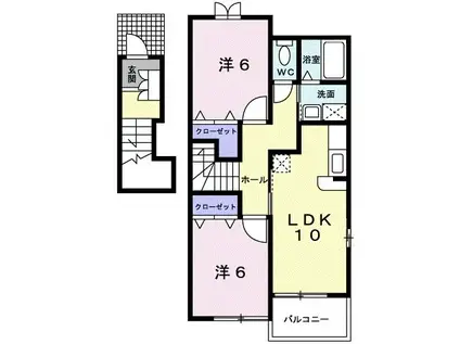 ウエストヒルズ05B(2LDK/2階)の間取り写真