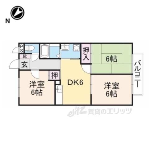 プチシャンブルいずみⅠ(3DK/1階)の間取り写真
