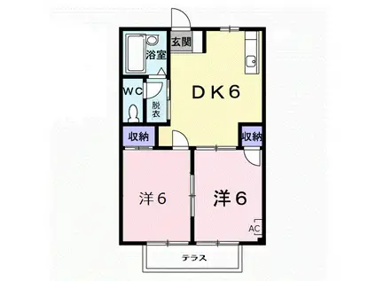 マルアンハイツNO2(2DK/1階)の間取り写真