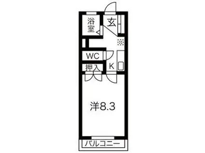 レークハヤIII(1K/1階)の間取り写真