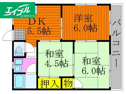 中村マンションC棟(3DK/2階)の間取り写真