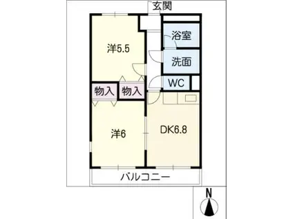 ゲストインM2番館(2DK/2階)の間取り写真