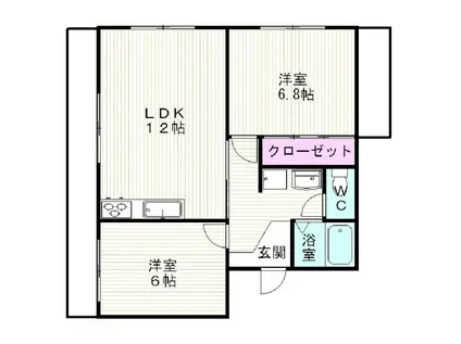 コトー萩(2LDK/2階)の間取り写真