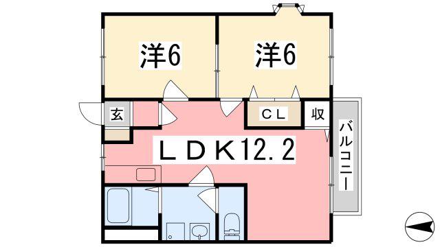 メゾン・ハイ(2LDK/2階)の間取り写真