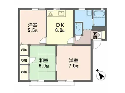 フレグランス新居 B棟(3DK/2階)の間取り写真