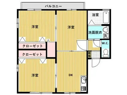 レトア堀川(3DK/1階)の間取り写真