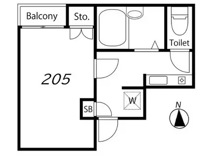 ウイング1997(1K/2階)の間取り写真