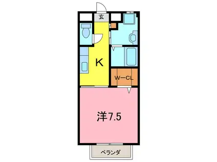 リッツハウス(1K/2階)の間取り写真