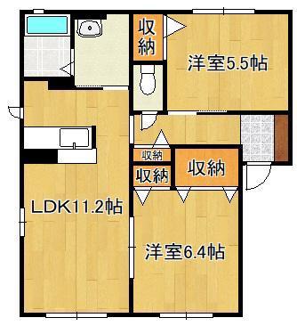 ソレアード21 C棟(2LDK/2階)の間取り写真