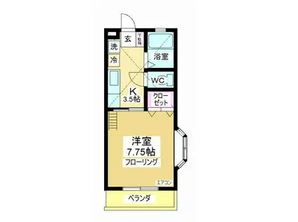 福田ハイツB館(1K/2階)の間取り写真