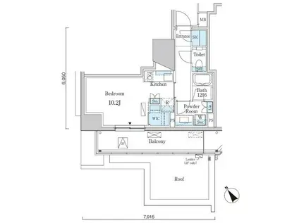 PRIME ART白金台(ワンルーム/2階)の間取り写真