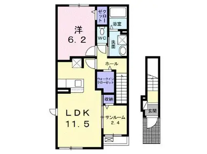 なごみテラス II(1LDK/1階)の間取り写真