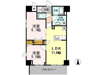 シルフィッド(2LDK/5階)の間取り写真
