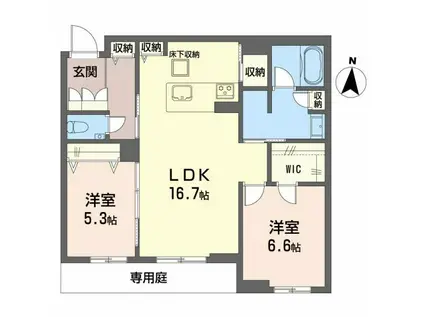 アルフラット オリーブ(2LDK/1階)の間取り写真