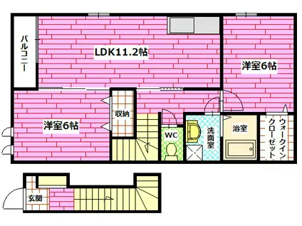 URARA ウエスト B(2LDK/2階)の間取り写真