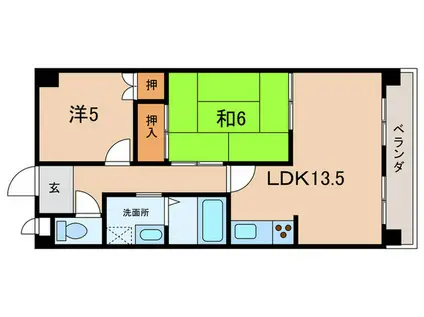 ロイヤルコーポ西明石(2LDK/5階)の間取り写真