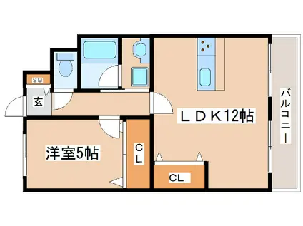 メゾンドローリエ(1LDK/4階)の間取り写真