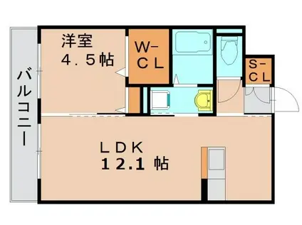 ロイヤルエストIII(1LDK/2階)の間取り写真