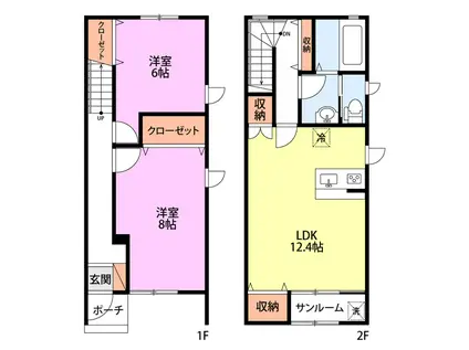 ヴィレッタ蓮野 II棟(2LDK/1階)の間取り写真