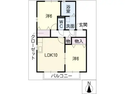 マードレC棟(2LDK/2階)の間取り写真