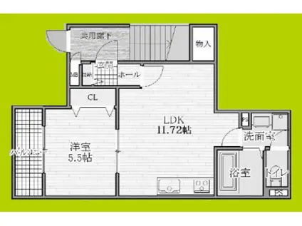 レクエルド佃(1LDK/1階)の間取り写真