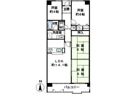 藤和ライブタウン金剛(4LDK/4階)の間取り写真