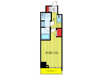 プレール・ドゥーク中板橋(1K/2階)の間取り写真