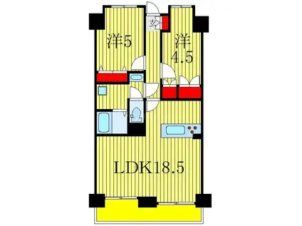 クレセントコートおおたかの森(2LDK/1階)の間取り写真