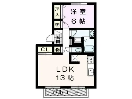 レストハイツ旭A棟(1LDK/2階)の間取り写真