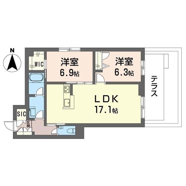 デア グランツ(2LDK/1階)の間取り写真