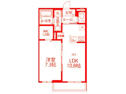 ヴァイセヴェレ鎌倉(1LDK/2階)の間取り写真