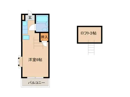 ブランドール立川(ワンルーム/2階)の間取り写真