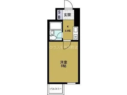 エイチ・ツー・オー市岡(1K/3階)の間取り写真