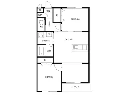 ピース リベルタ KITA SAKO(2LDK/3階)の間取り写真