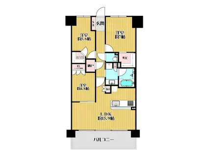ローレルスクエア長岡京ザ・マークス(3LDK/12階)の間取り写真