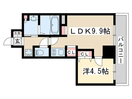 トパーズ江坂(1LDK/2階)の間取り写真