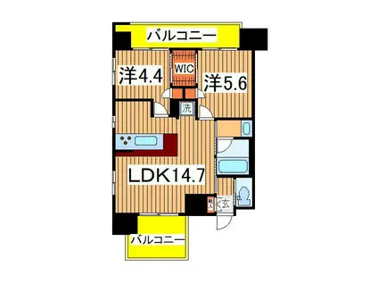 BCITY ART RESIDENCE CENTRALPARK(2LDK/6階)の間取り写真