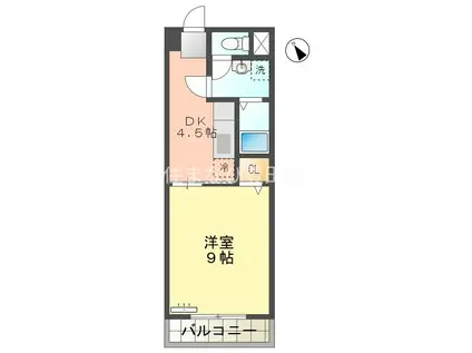 リバティベル三好丘(1DK/1階)の間取り写真