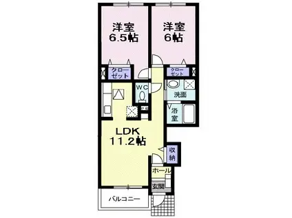 クレメントスクエアII(2LDK/1階)の間取り写真