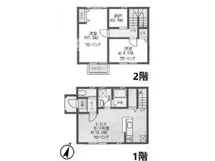 アジュール(2LDK/2階)の間取り写真