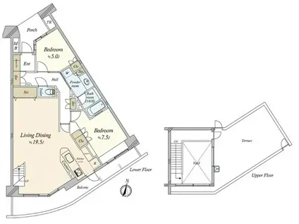 湘南江ノ島パークホームズシーサイドレジデンス(2LDK/5階)の間取り写真