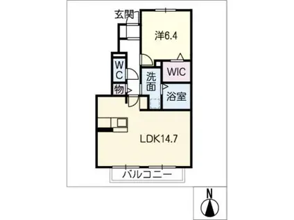 ガーデンスカイ新栄 B棟(1LDK/1階)の間取り写真