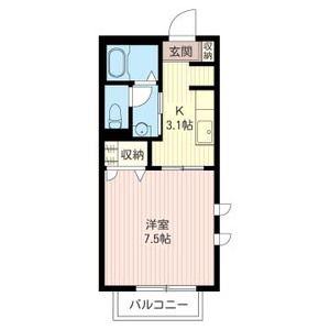 グラバーティハイツしらさぎ(1K/2階)の間取り写真