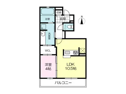 セントアース桑原(1LDK/1階)の間取り写真